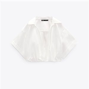 Zara linen crop shirt